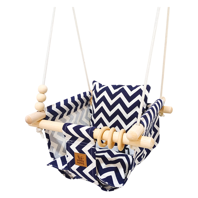 Wooden Canvas Cushion Baby Swing