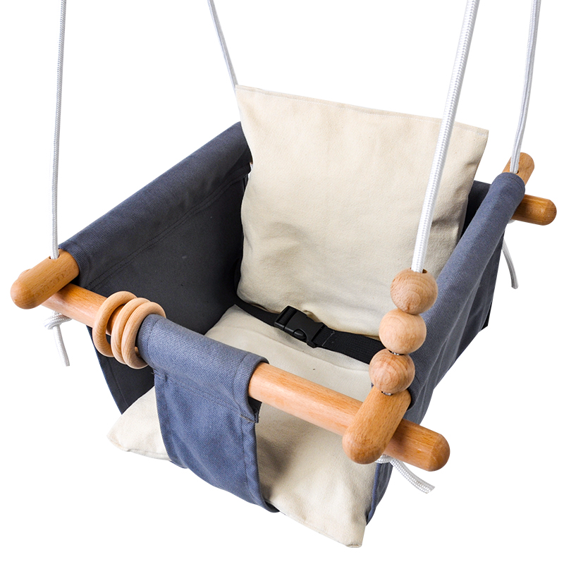 Wooden Canvas Cushion Baby Swing