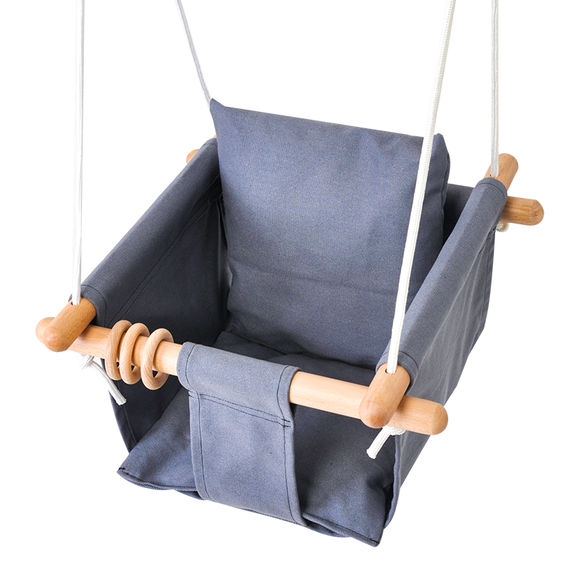 Wooden Canvas Cushion Baby Swing