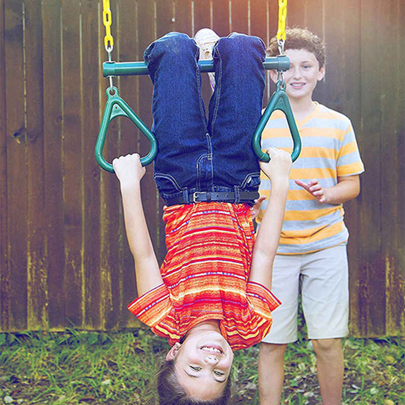 Forest Green Iron Chain Kids Swing Trapeze